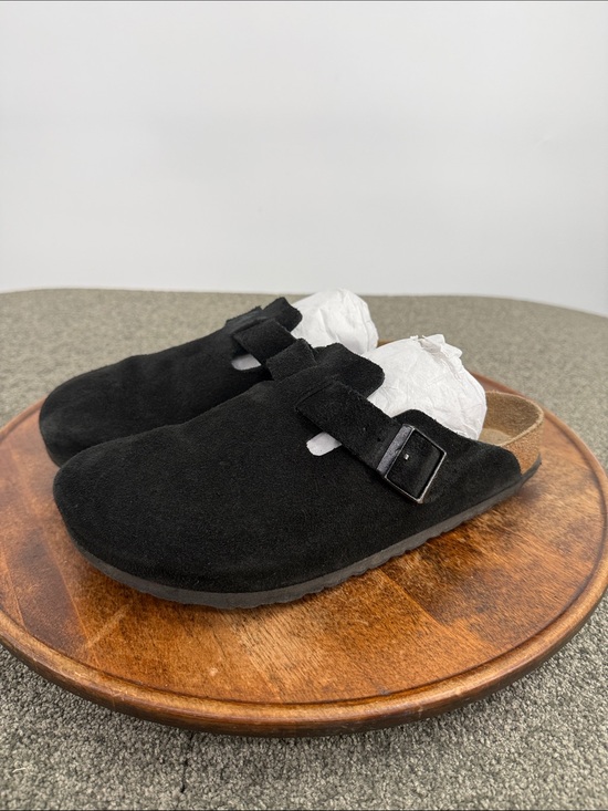 Birkenstock Shoes - Birkenstock Shoes 41 Ladies 10 Men 8 Black Suede Slip-On Clog Buckle Boston